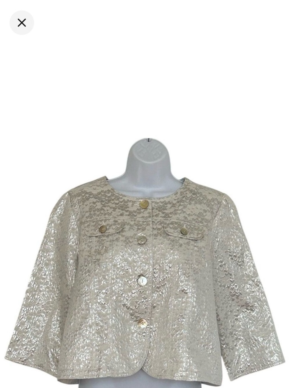 Ruby Rd. Beige Lace Button-Up Blazer. Size 16P. PM 5